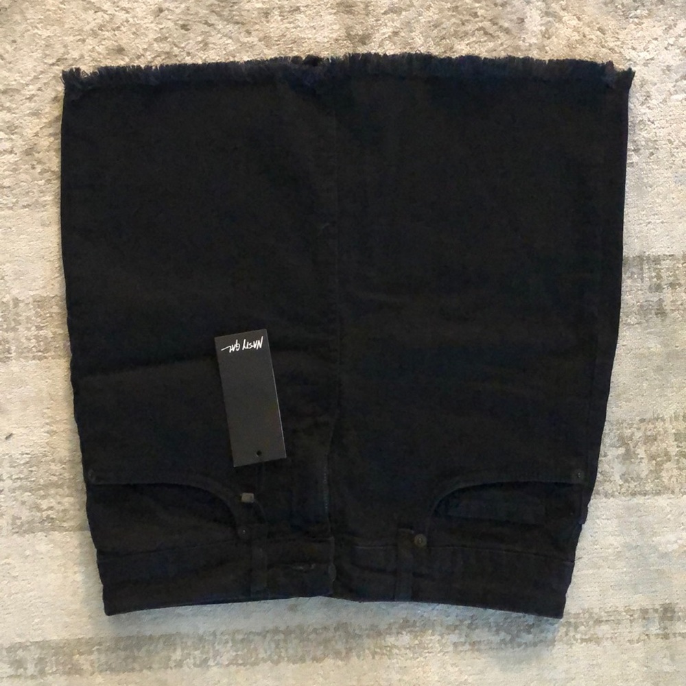 black denim mini skirt